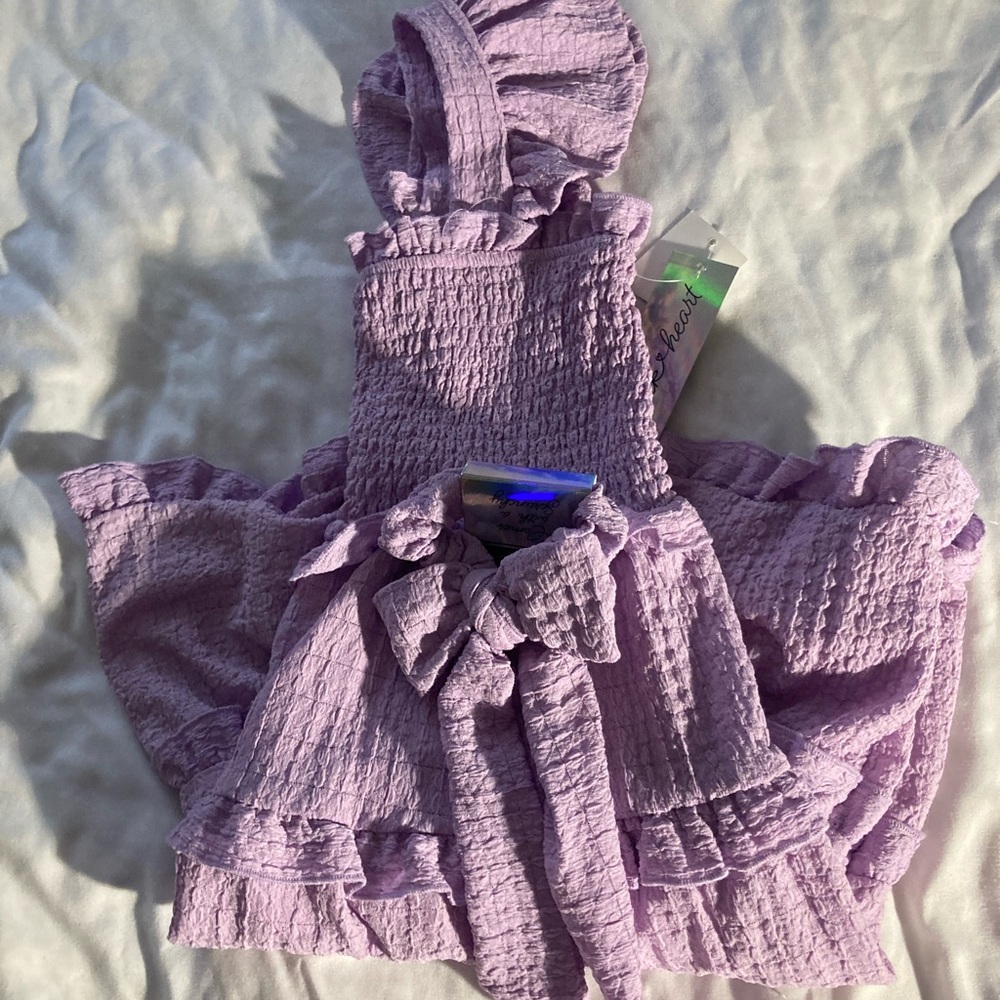 Lavender Ruffled Kids Dress - Picture 4 of 4